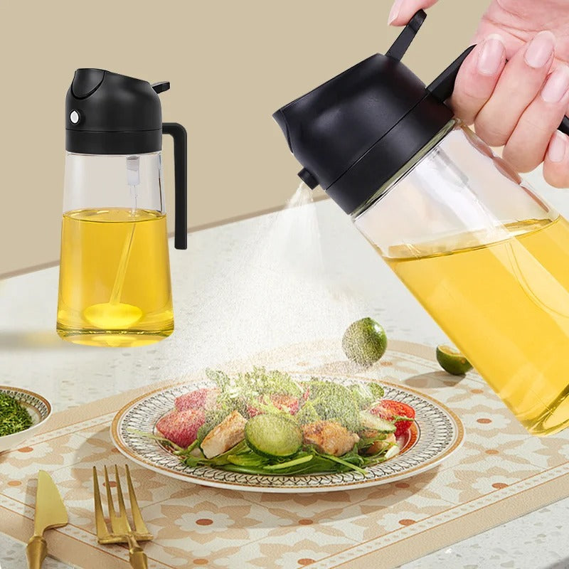 Refillable Oil Spray Bottle with Stainless Steel Nozzle and Fine Mist, 7 Ounce Capacity