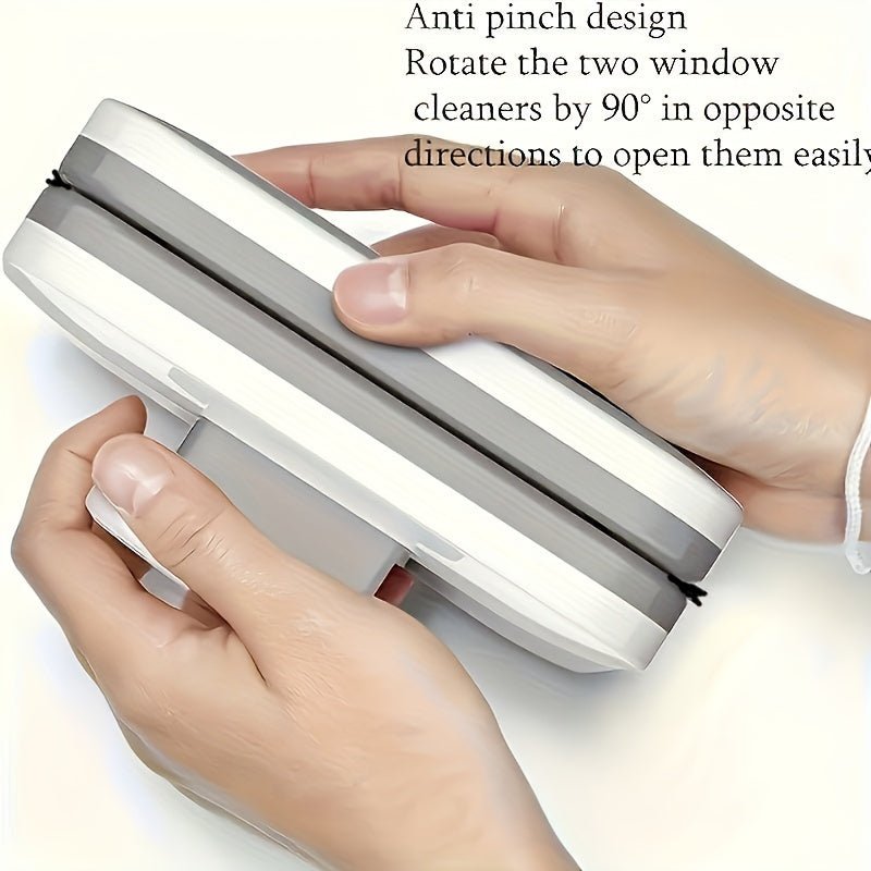 Magnetic Window Cleaner with Dual-Sided Pads and Safety String for Double Glazed Glass