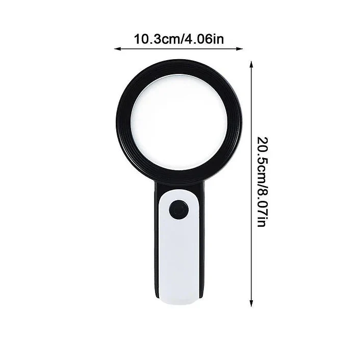 30X Handheld Magnifier with 12 LED Lights and Acrylic Lens