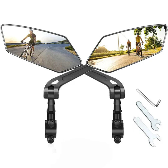Sjbackyard Bike Mirrors, HD Wide-Angle 360° Adjustable Handlebar Mirrors