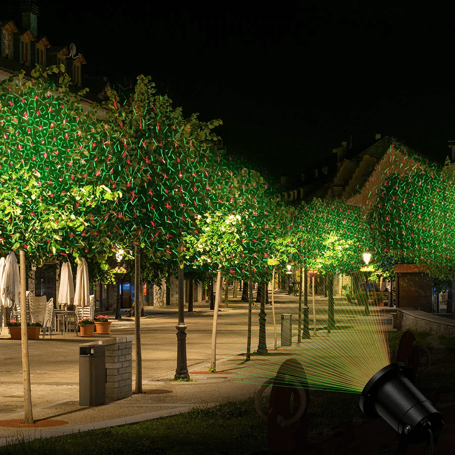 Laser Light Projector with Red and Green Dots, Remote Control, Outdoor Stake Mount