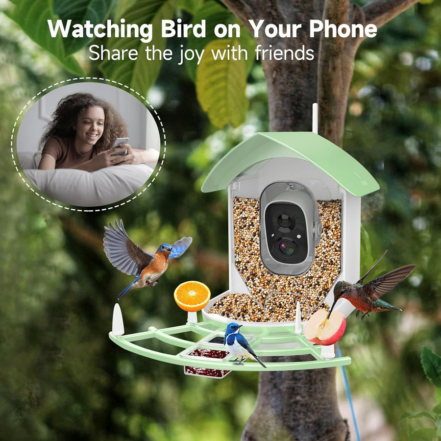 Mygametables Smart Bird Feeder Camera with AI Recognition and Solar Power
