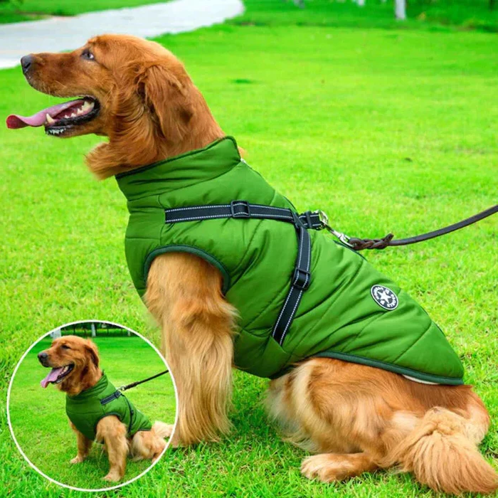 Mygametables Waterproof Winter Dog Jacket Sherpa Fleece Lined Built-In Harness