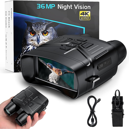 Mygametables Night Vision Binoculars 4K HD, 5x Zoom, 3-Inch Display