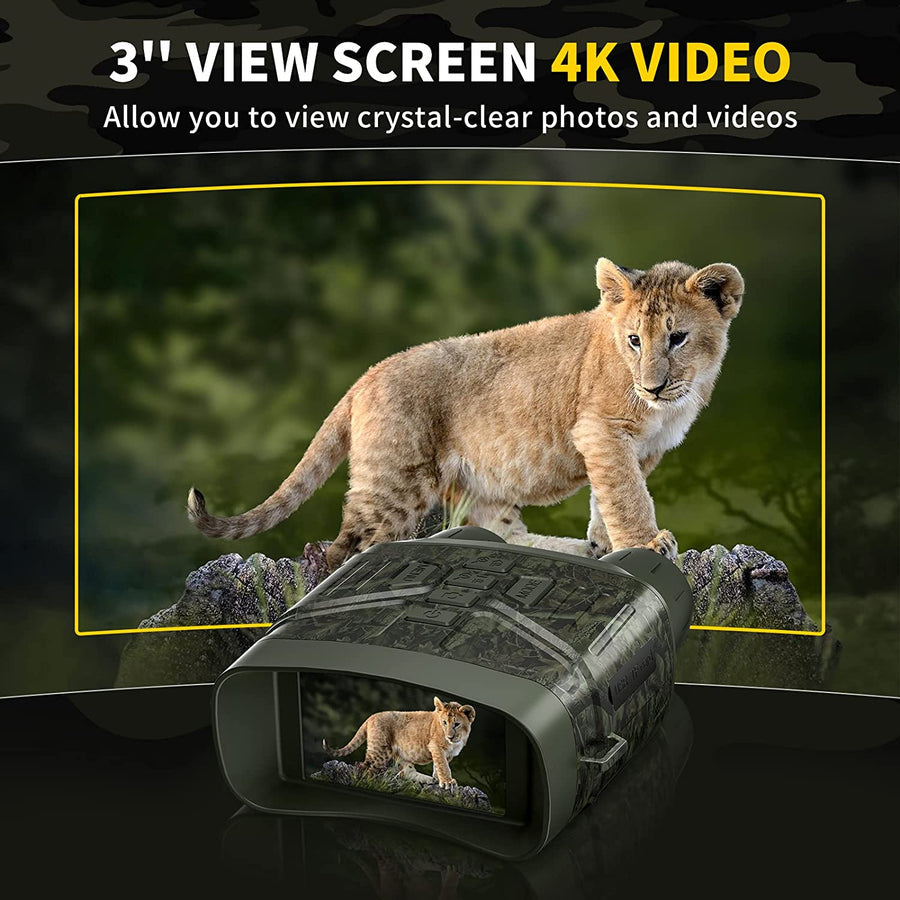 Mygametables Night Vision Binoculars 4K HD, 5x Zoom, 3-Inch Display