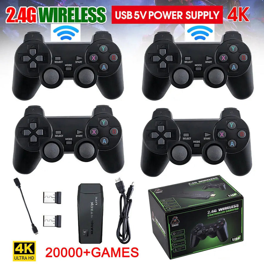 Mygametables HDMI 4K TV Game Stick Console, 64GB Retro Gaming System with Wireless Gamepads