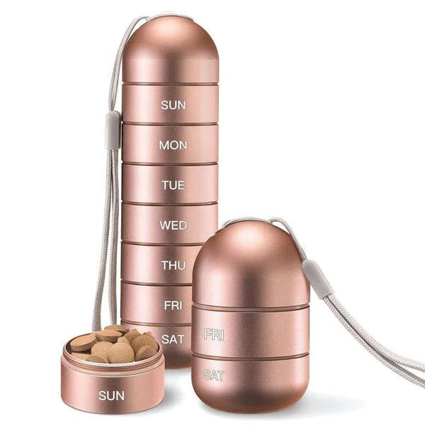 Mygametables Aluminum 7 Days Portable Pill Organizer for Travel
