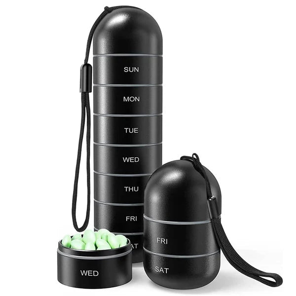Mygametables Aluminum 7 Days Portable Pill Organizer for Travel