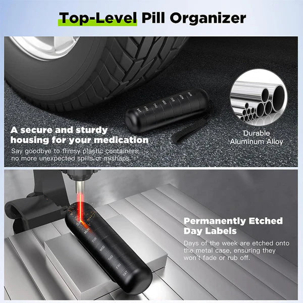 Mygametables Aluminum 7 Days Portable Pill Organizer for Travel