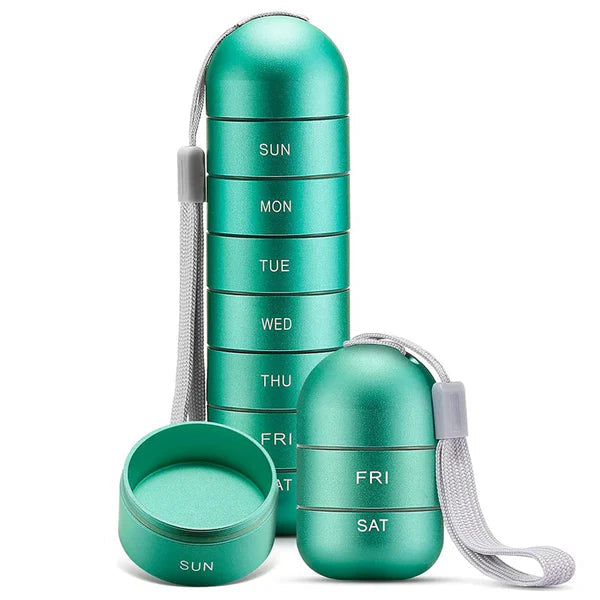 Mygametables Aluminum 7 Days Portable Pill Organizer for Travel