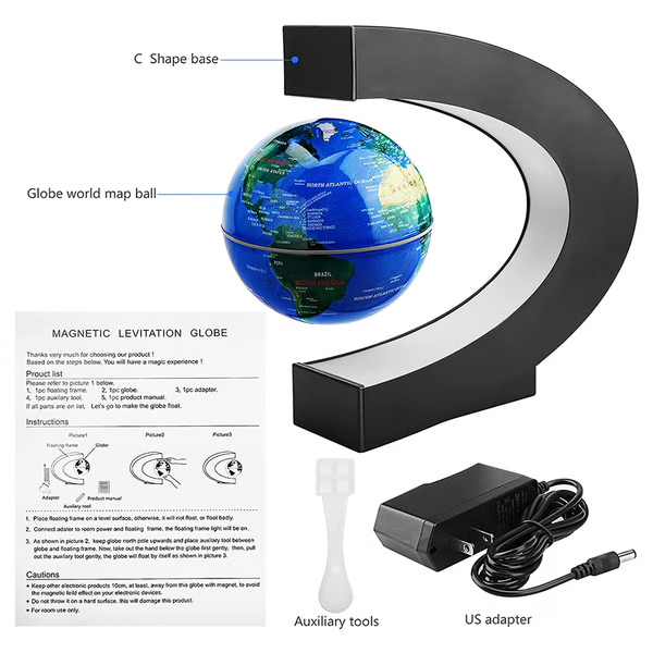 Mygametables Magnetic Floating Globe With LED Light