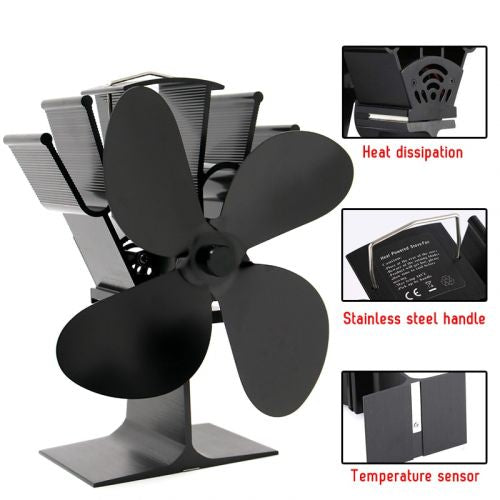 Mygametables Heat Powered Fireplace Fan, Efficient Wood Stove Heat Circulator