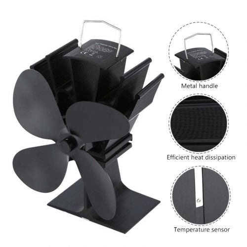 Mygametables Heat Powered Fireplace Fan, Efficient Wood Stove Heat Circulator