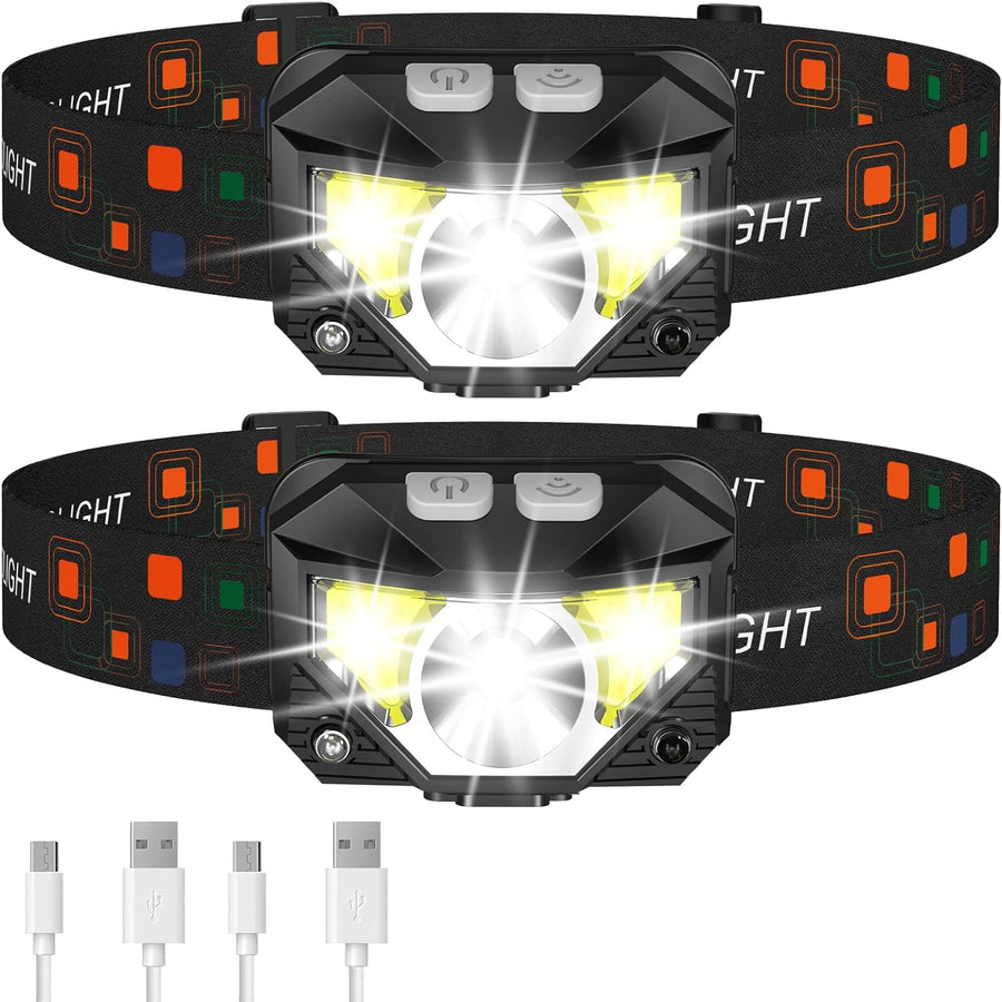 Mygametables LED Rechargeable Headlamp Flashlight with Motion Sensor