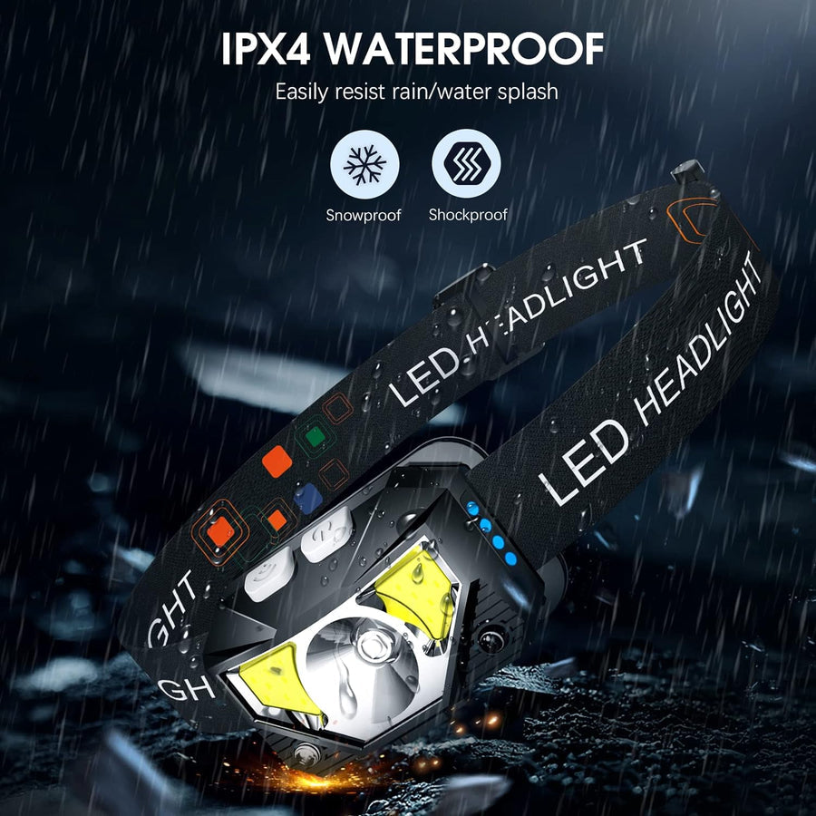 Mygametables LED Rechargeable Headlamp Flashlight with Motion Sensor