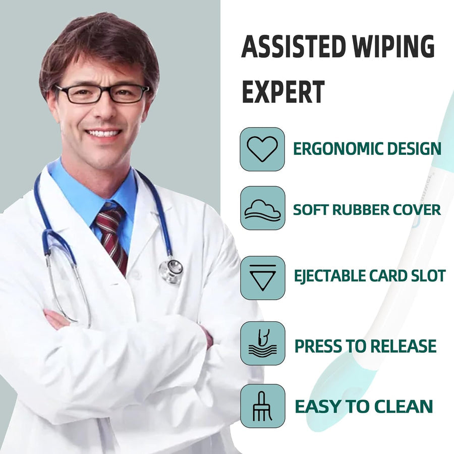 MGT Toilet Aid For Wiping, Long Reach Comfort Butt Wiper Tool