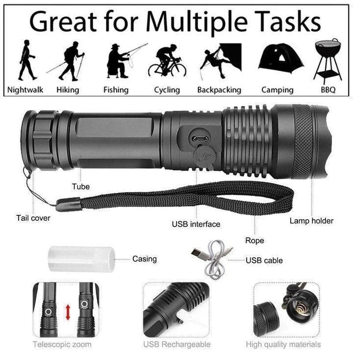 MGT Flashlight 90000 Lumens XHP50 LED Rechargeable
