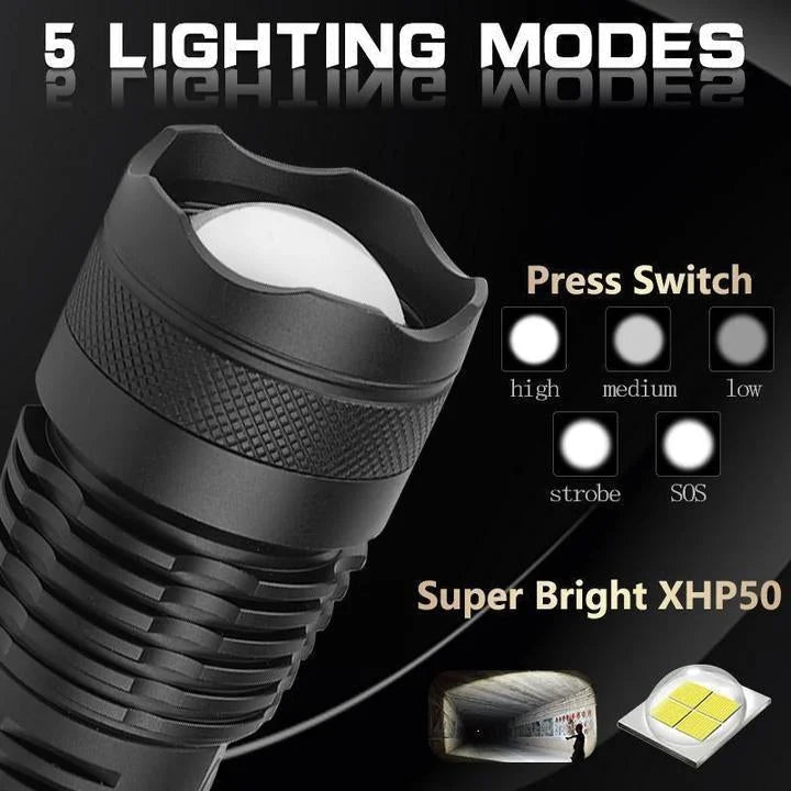 MGT Flashlight 90000 Lumens XHP50 LED Rechargeable