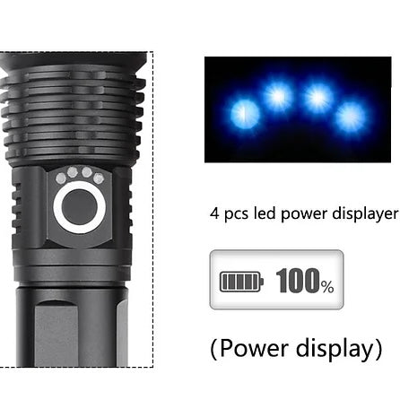 MGT Flashlight 90000 Lumens XHP50 LED Rechargeable