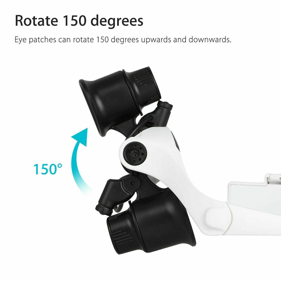 MGT Headband Magnifier with LED Light and 8 Interchangeable Lenses