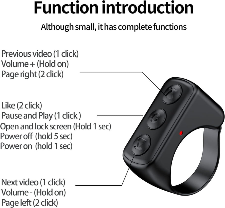 MGT TikTok Scrolling Ring Bluetooth Remote Control