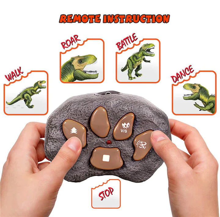 MGT Remote Control T-Rex Dinosaur Toy LED Light Up, Walking & Roaring