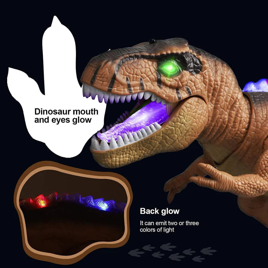 MGT Remote Control T-Rex Dinosaur Toy LED Light Up, Walking & Roaring