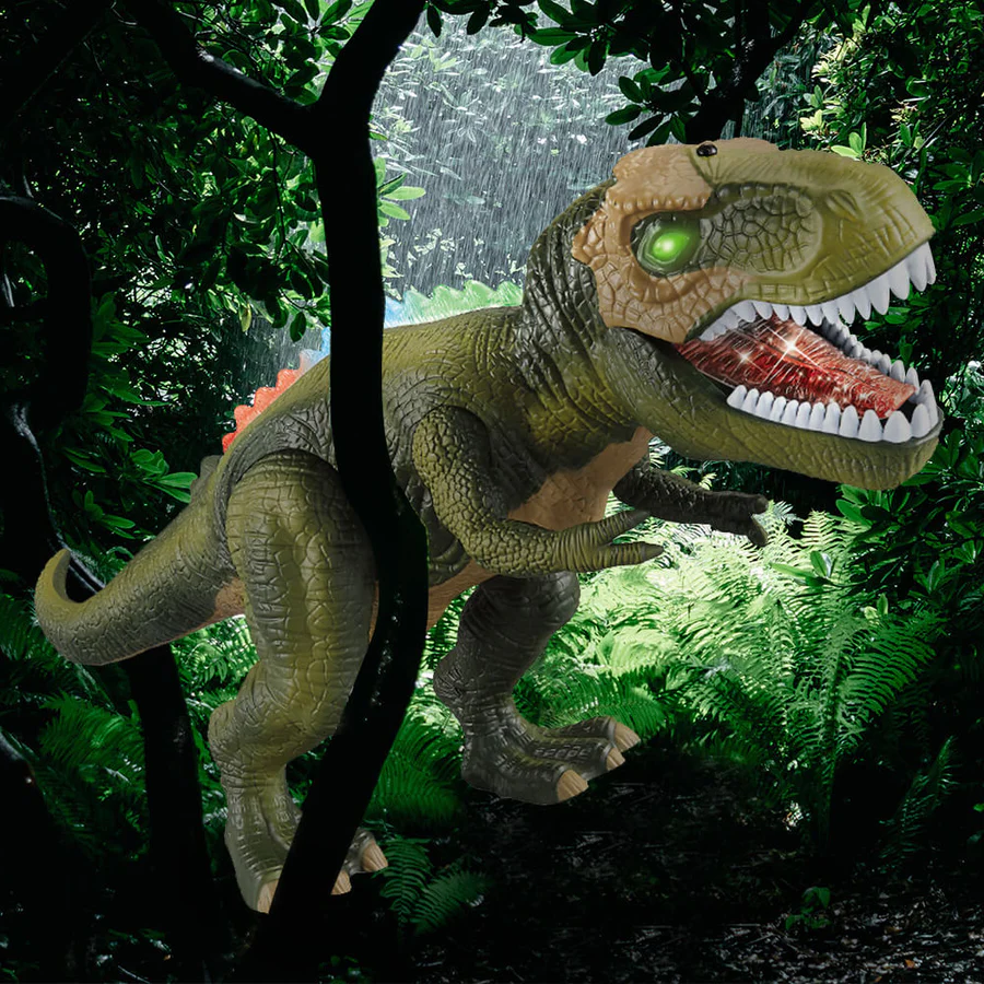 MGT Remote Control T-Rex Dinosaur Toy LED Light Up, Walking & Roaring