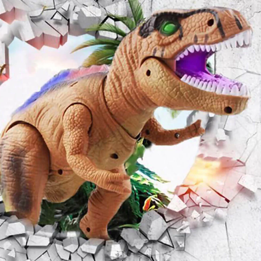 MGT Remote Control T-Rex Dinosaur Toy LED Light Up, Walking & Roaring
