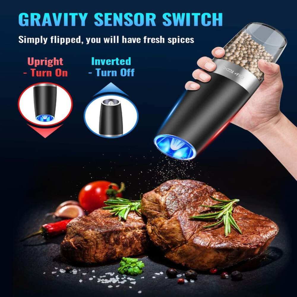 Electric Salt And Pepper Grinder with Gravity Sensor and Adjustable Coarseness