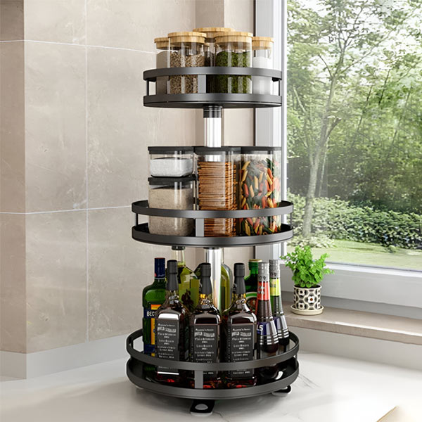 Rotating Metal Organizer with Three Tiers and 360-Degree Spin