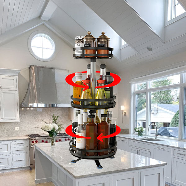 Rotating Metal Organizer with Three Tiers and 360-Degree Spin