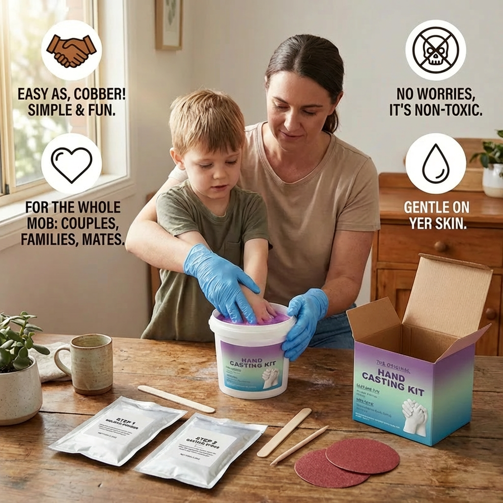 Plaster Handprint Casting Kit with Molding Materials and Customizable Finish