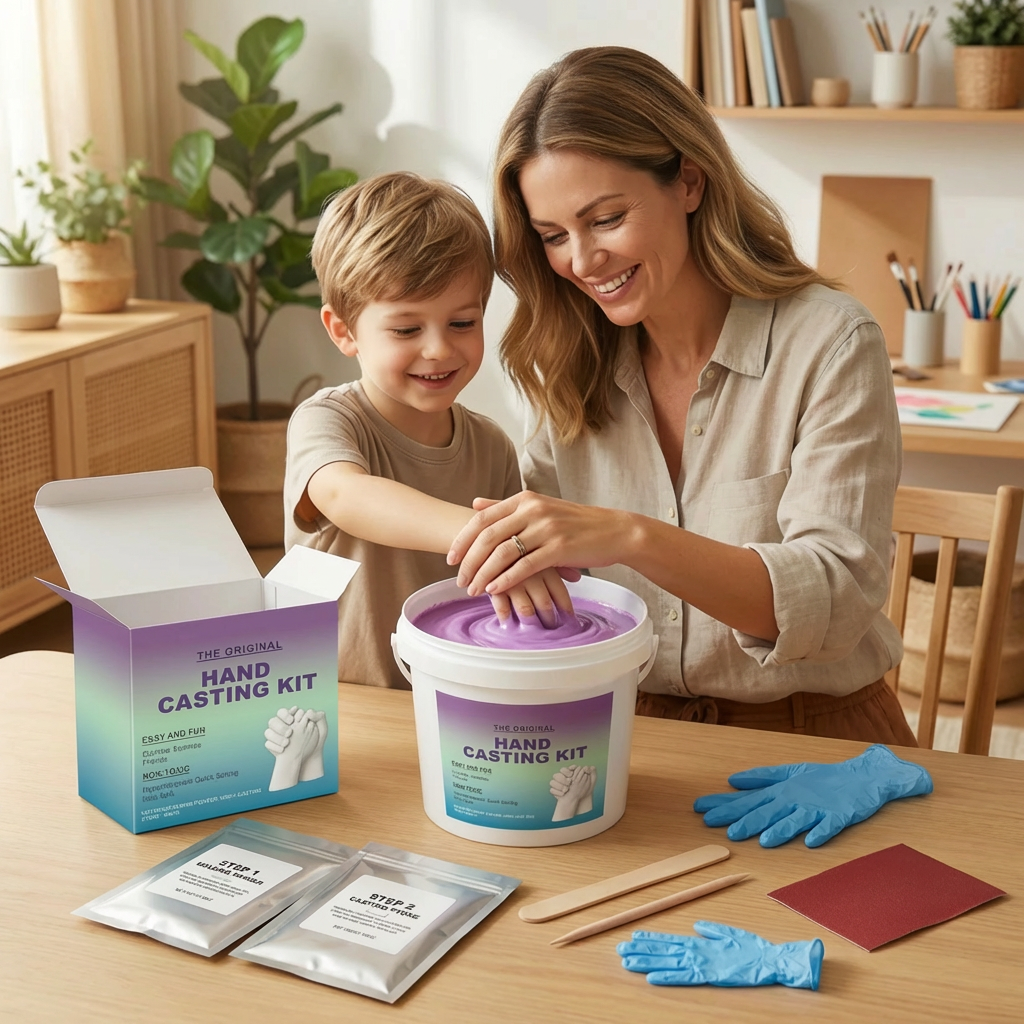 Plaster Handprint Casting Kit with Molding Materials and Customizable Finish