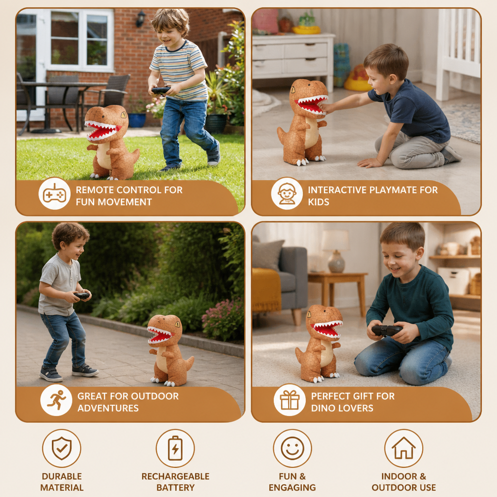 Inflatable Dinosaur Toy with Remote Control Directional Movement and Air Pump