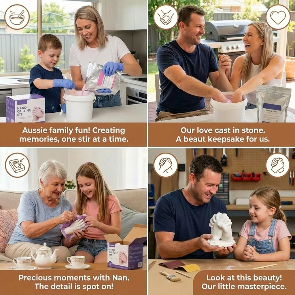 Plaster Handprint Casting Kit with Molding Materials and Customizable Finish
