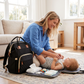 Convertible Diaper Backpack with Foldable Baby Bed and Changing Surface