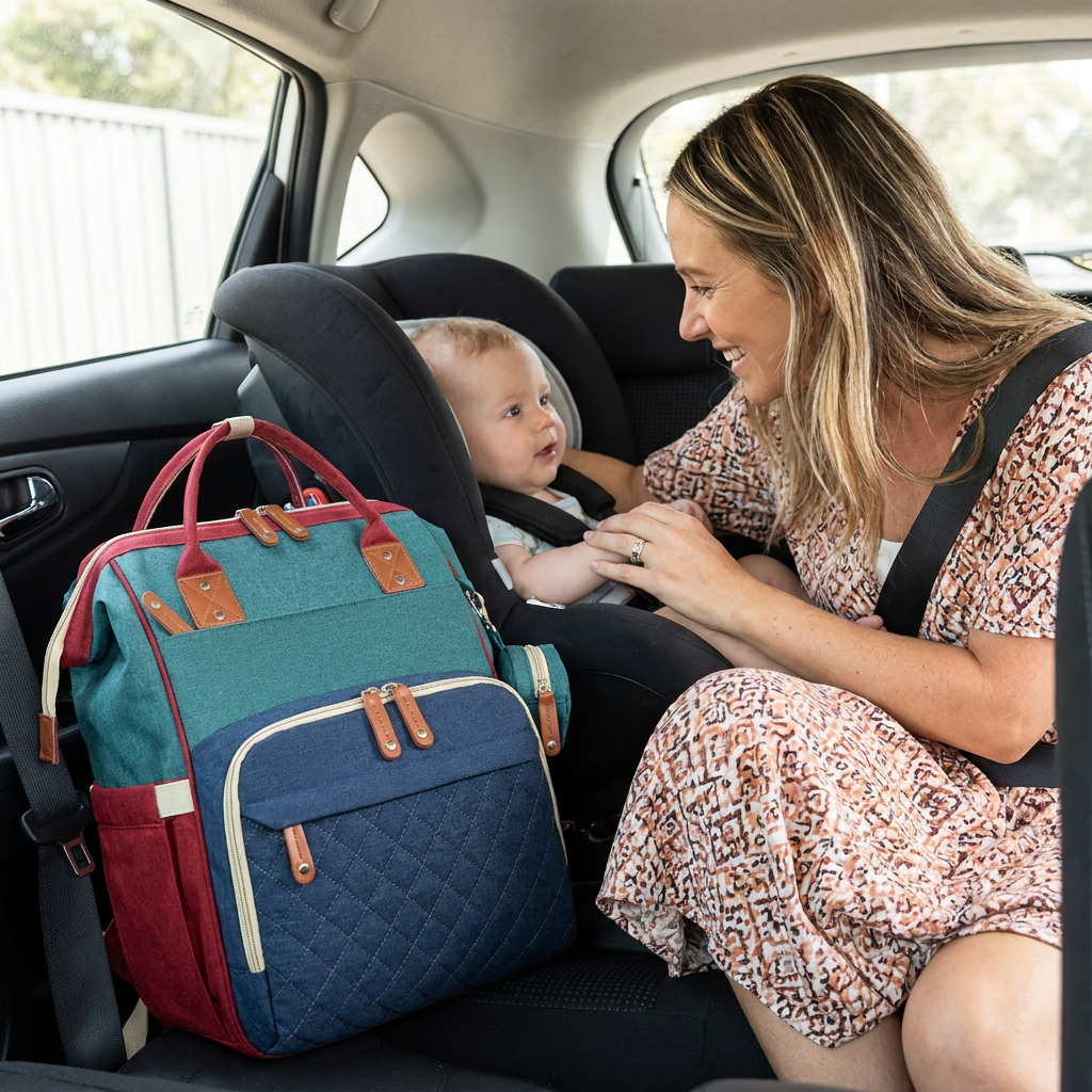 Convertible Diaper Backpack with Foldable Baby Bed and Changing Surface