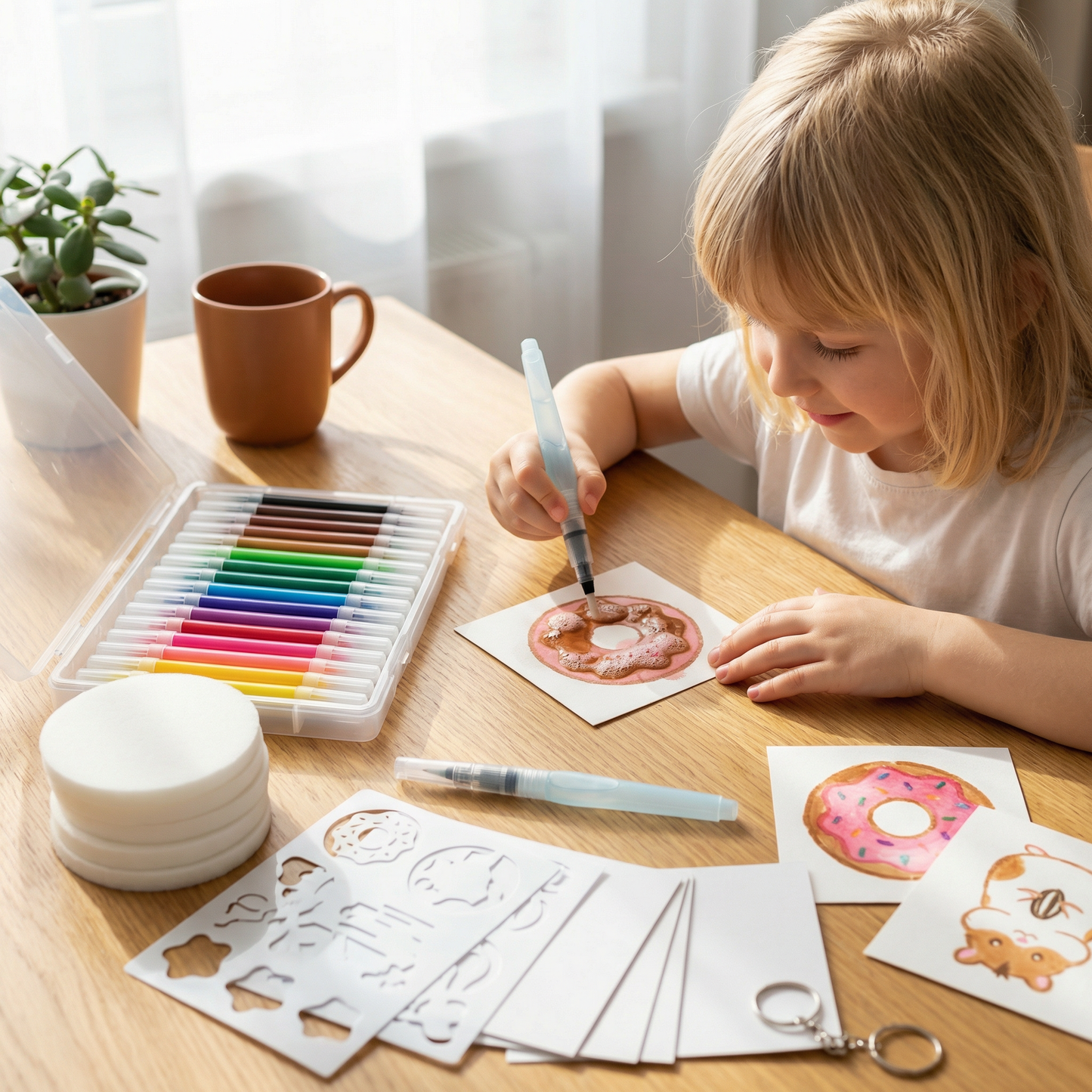 Sponge Stamping Art Set with Bubble Texture Effects and Multiple Shape Designs