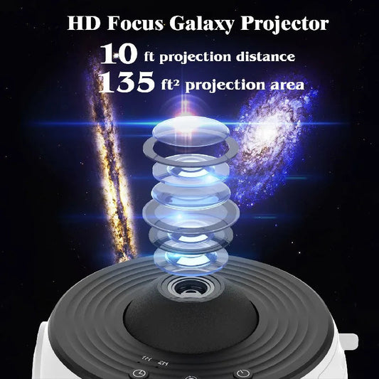 Rotating Galaxy Projector with 12 Film Discs and Manual Focus, Silent  Operation
