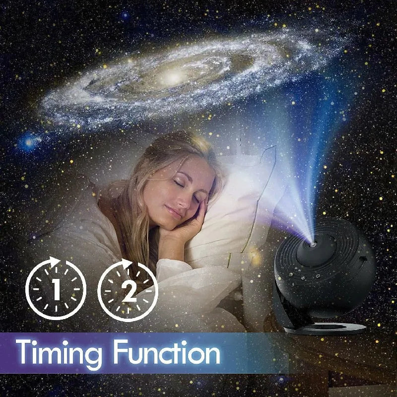Rotating Galaxy Projector with 12 Film Discs and Manual Focus, Silent Operation