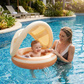 Inflatable Baby Swim Ring with Removable Sun Canopy and Secure Seat, 6 to 36 Months