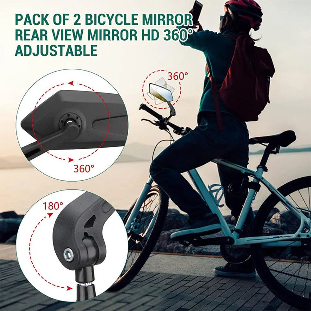 Sjbackyard Bike Mirrors, HD Wide-Angle 360° Adjustable Handlebar Mirrors