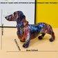 Dachshund Decorative Statue with Vibrant Multicolor Finish and Stable Base