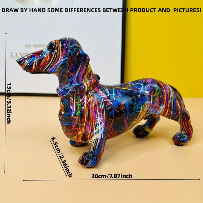 Dachshund Decorative Statue with Vibrant Multicolor Finish and Stable Base
