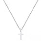 Silver Stainless Steel Cross Pendant Necklace with 24 Inch Chain and Hook Clasp