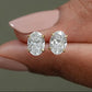 Oval Moissanite Stud Earrings with D Color VVS1 Clarity and 925 Sterling Silver, 0.5-5ct