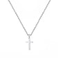 Silver Stainless Steel Cross Pendant Necklace with 24 Inch Chain and Hook Clasp