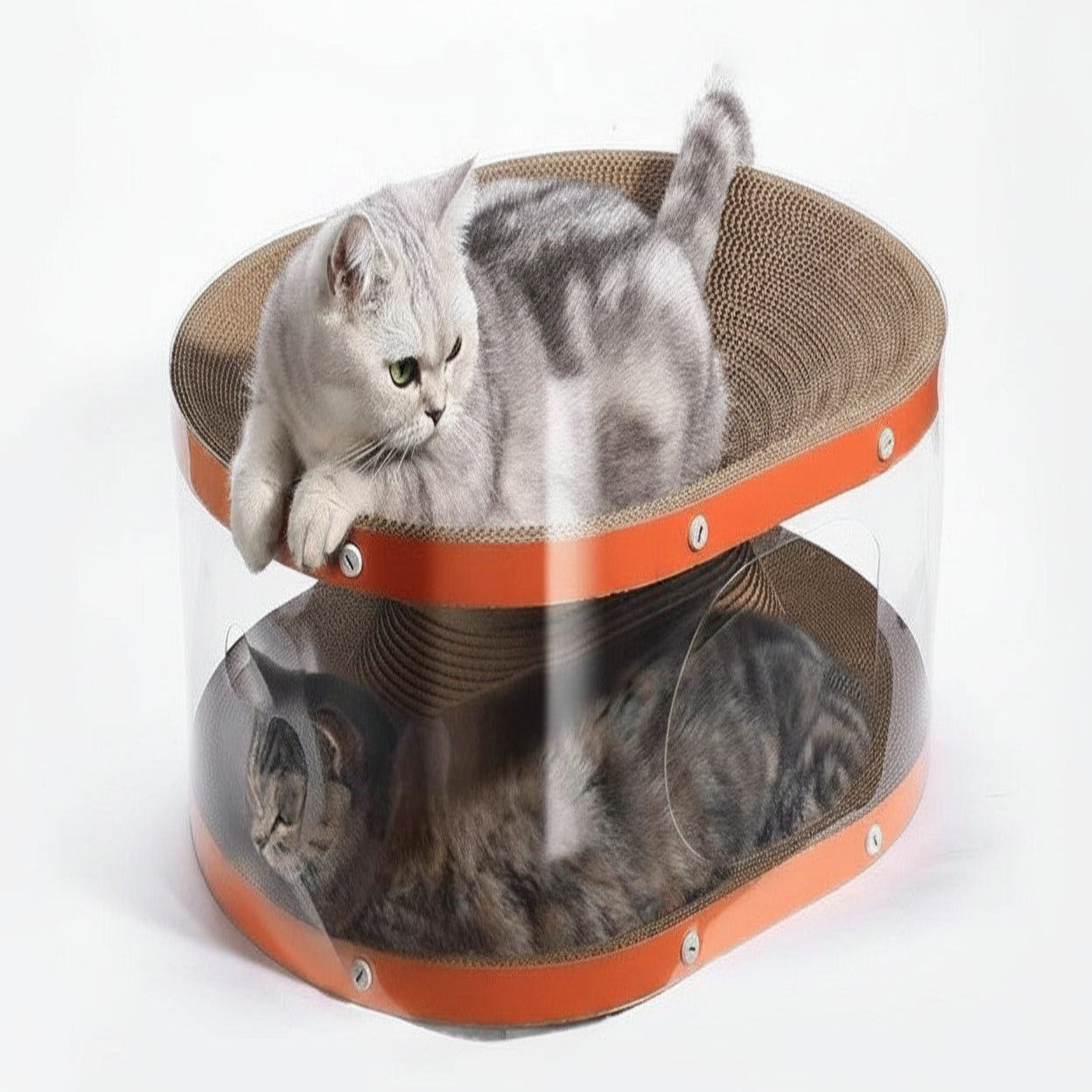 Cat Scratching Board with Corrugated Cardboard and Raised Nest Resting Area