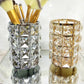 Makeup Brush Holder with Crystal Beads and Stainless Steel Frame, Gold or Silver